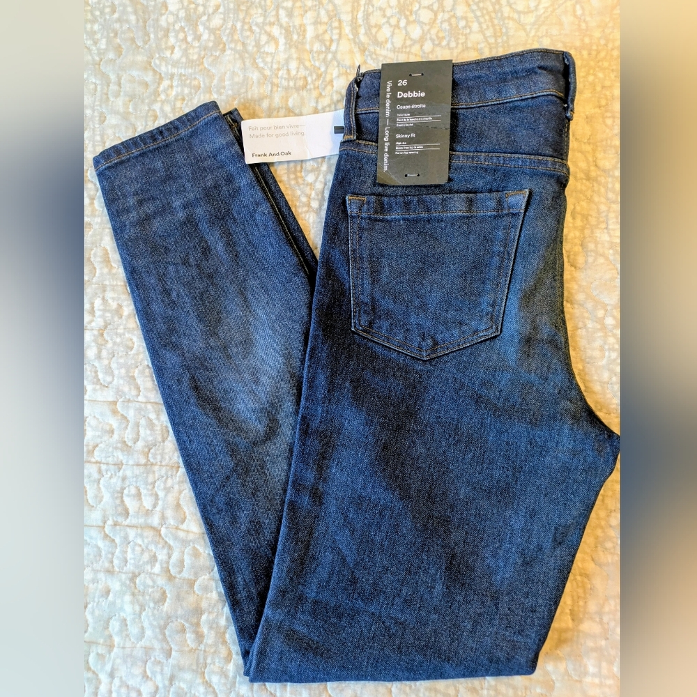 Frank & Oak Debbie Ankle Jeans in Dark Blue Wash